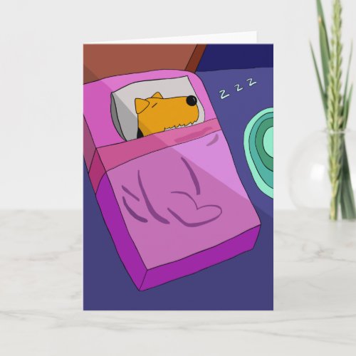 Puppy Dog in Bed Greeting Card