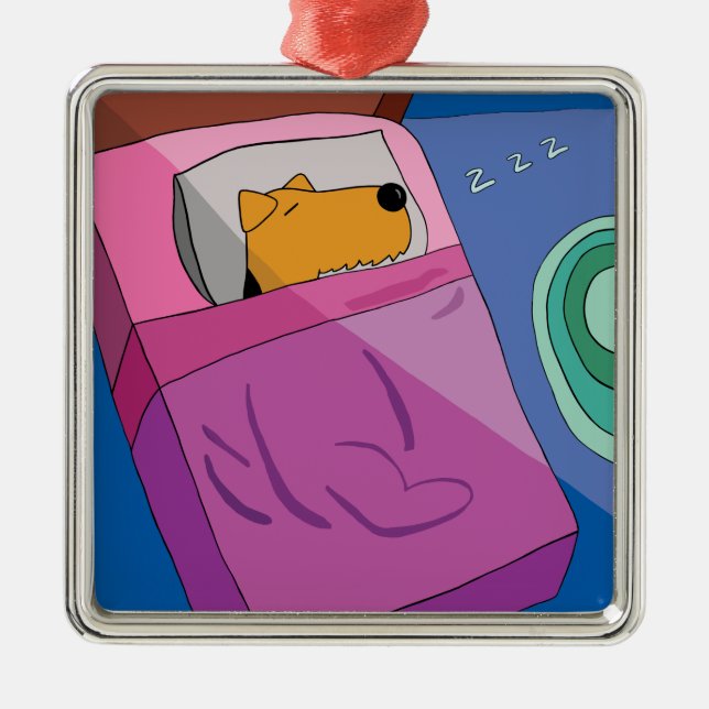 Puppy Dog in Bed Ornament (Front)