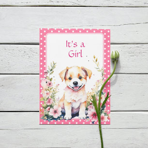 Puppy Dog in Flowers Girl's Baby Shower Invitation