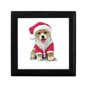 Puppy Dog in Santa Claus costume   Gift Box
