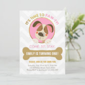 Puppy dog invitation pink and Gold Paw-ty (Standing Front)