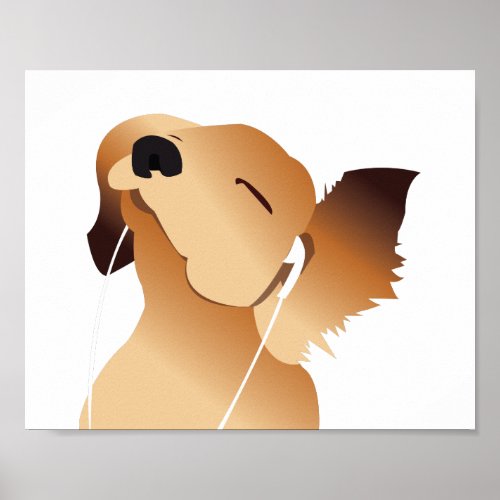 Puppy Dog Jammin to Music Poster