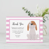 Puppy Dog Kids Birthday Pink Thank You Card | Zazzle