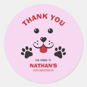 Puppy Dog Lets Pawty  Birthday Boy Classic Round Sticker