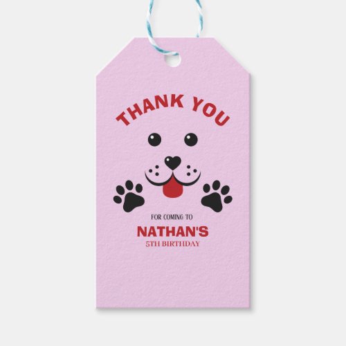 Puppy Dog Lets Pawty  Birthday Boy Gift Tags