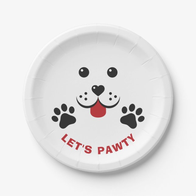 Puppy Dog Lets Pawty  Birthday Boy Paper Plates (Front)