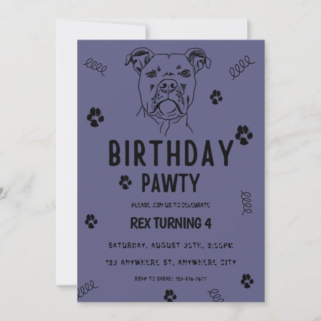 Puppy Dog Lets Pawty Birthday Party Invitation (Front)