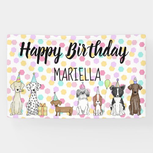Puppy Dog Little Girl Birthday Party Banner