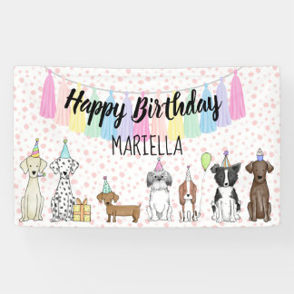 Puppy Dog Little Girl Birthday Party Banner
