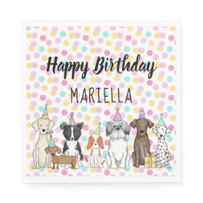 Puppy Dog Little Girl Birthday Party Napkins