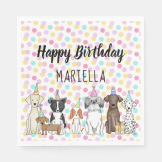 Puppy Dog Little Girl Birthday Party Napkins