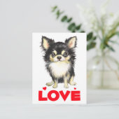 Puppy Dog Long Haired Watercolor Chihuahua Love Postcard (Standing Front)