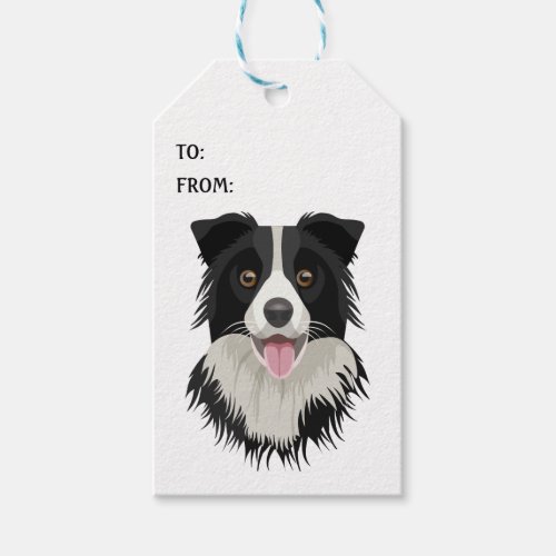  Puppy Dog Lover Black White Party Border Collie   Gift Tags