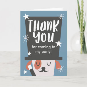 Puppy Dog Magic Theme Birthday Thank You Card