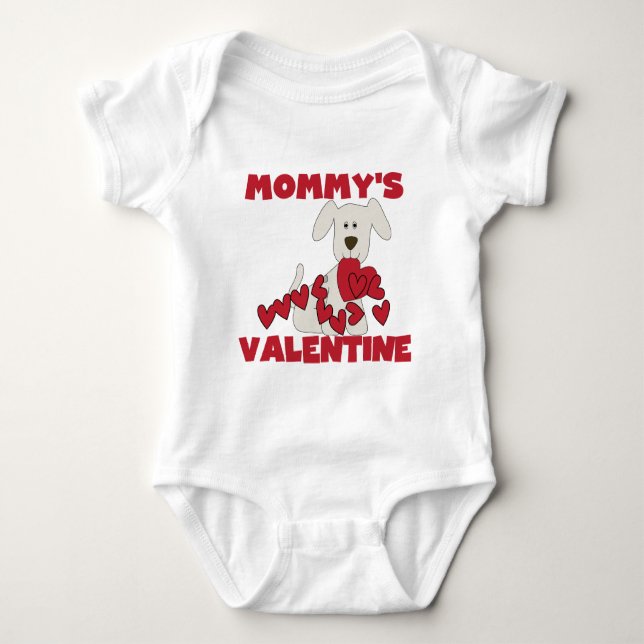 Puppy Dog Mommy's Valentine Baby Bodysuit (Front)