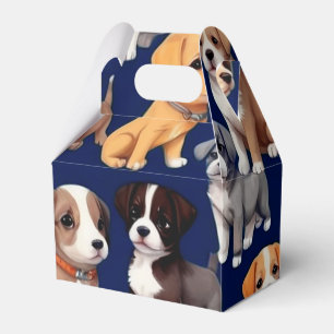 Puppy Dog Navy Blue Pattern Design Favor Boxes