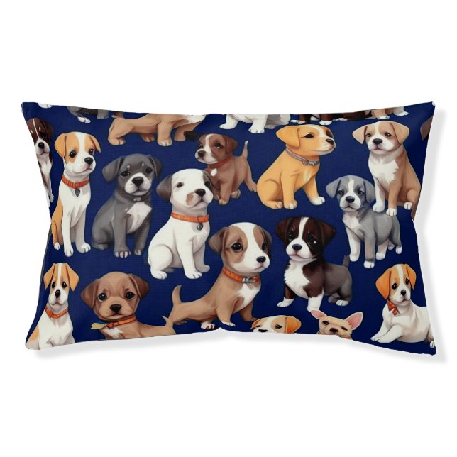 Puppy Dog Navy Blue Pattern Design Pet Bed (Front)