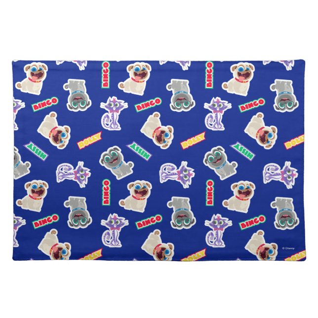 Puppy Dog Pals Blue Character Pattern Cloth Placemat (Front)
