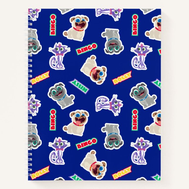 Puppy Dog Pals Blue Character Pattern Notebook (Front)