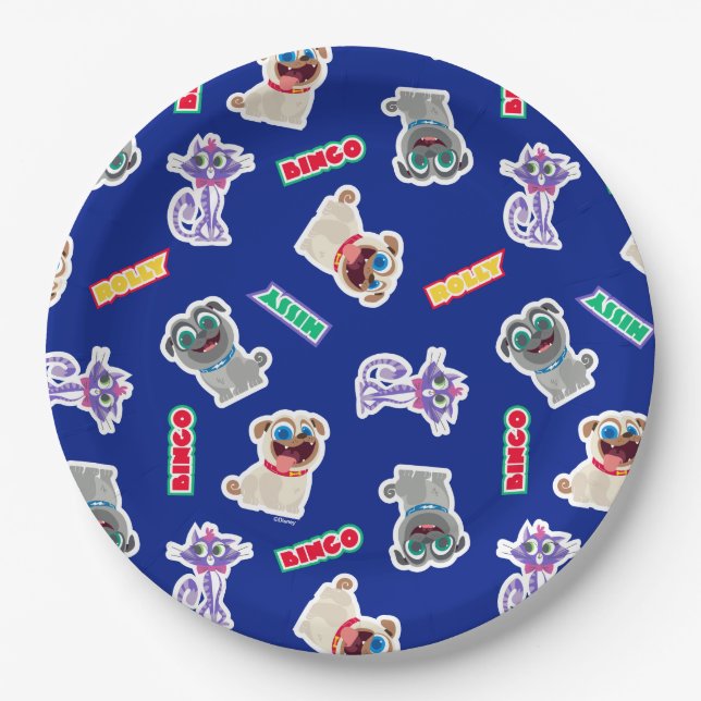 Puppy Dog Pals Blue Character Pattern Paper Plates (Front)