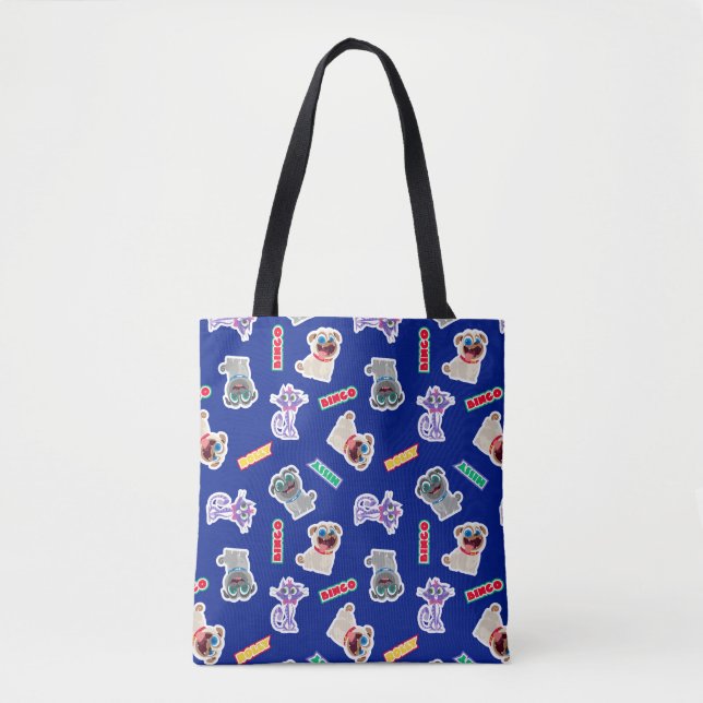 Puppy Dog Pals Blue Character Pattern Tote Bag (Front)