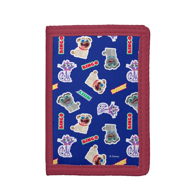 Puppy Dog Pals Blue Character Pattern Tri-fold Wallet (Front Vertical)