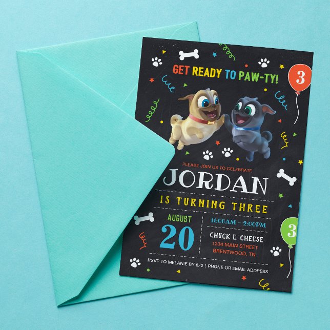 Puppy Dog Pals Chalkboard Birthday Invitation (Creator Uploaded)
