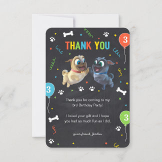 Puppy Dog Pals Chalkboard Birthday Thank You Invitation