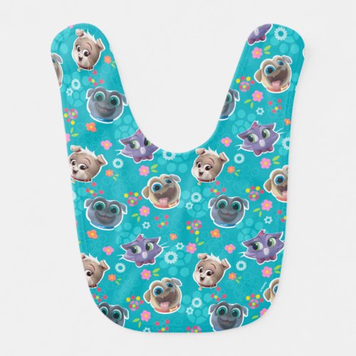 Puppy Dog Pals  Floral Pattern Baby Bib