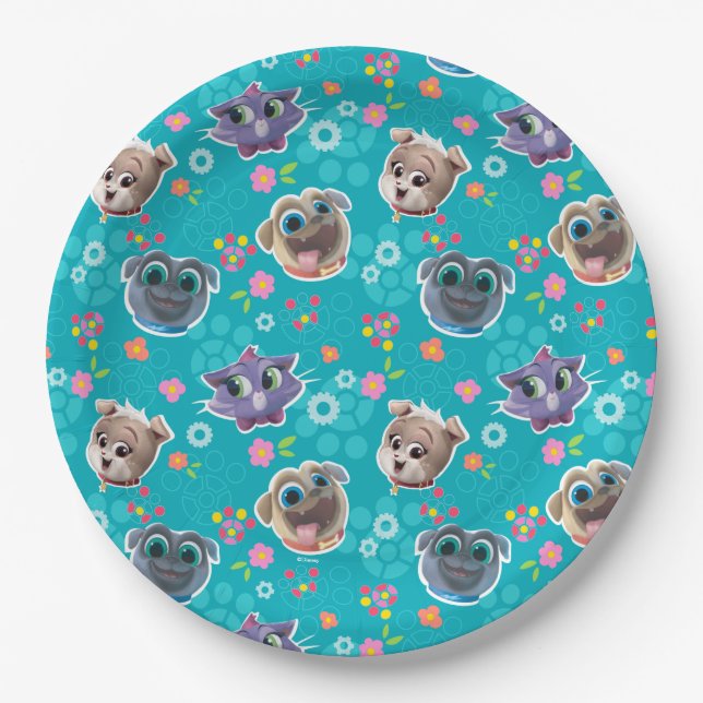 Puppy Dog Pals | Floral Pattern Paper Plates (Front)