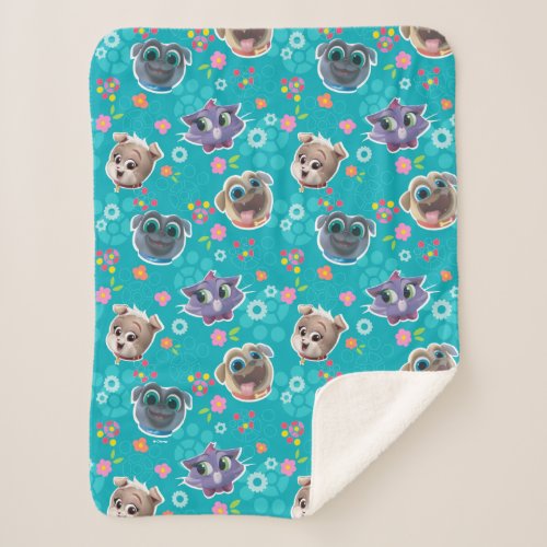 Puppy Dog Pals  Floral Pattern Sherpa Blanket