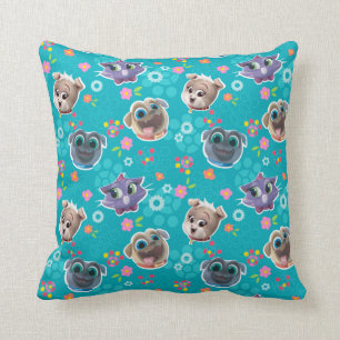 Puppy Dog Pals Floral Pattern Throw Pillow