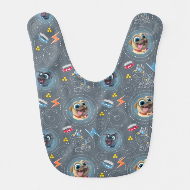 Puppy Dog Pals | Geared for Adventure Pattern Baby Bib (Front)