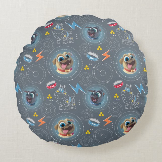 Puppy Dog Pals | Geared for Adventure Pattern Round Pillow (Front)