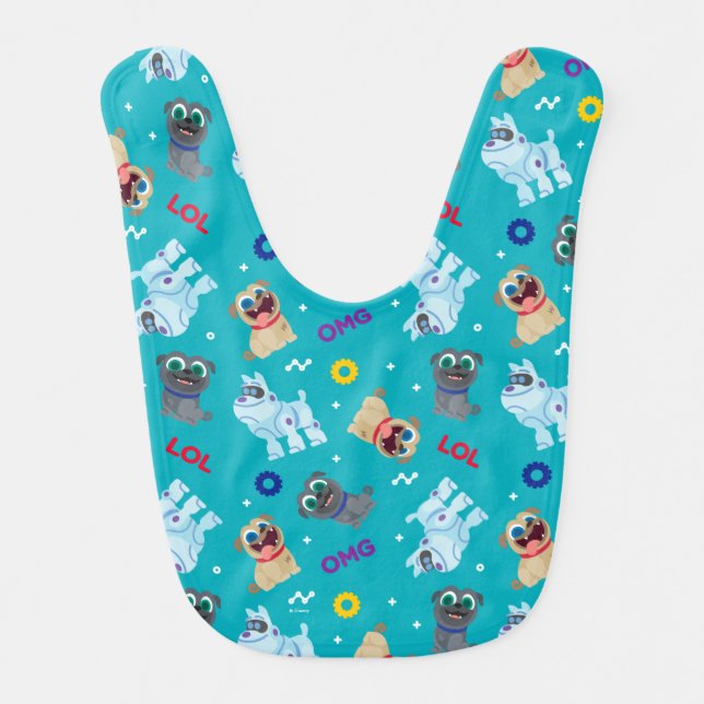 Puppy Dog Pals | OMG LOL Pattern Baby Bib (Front)