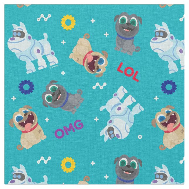 Puppy Dog Pals | OMG LOL Pattern Fabric (Close Up)