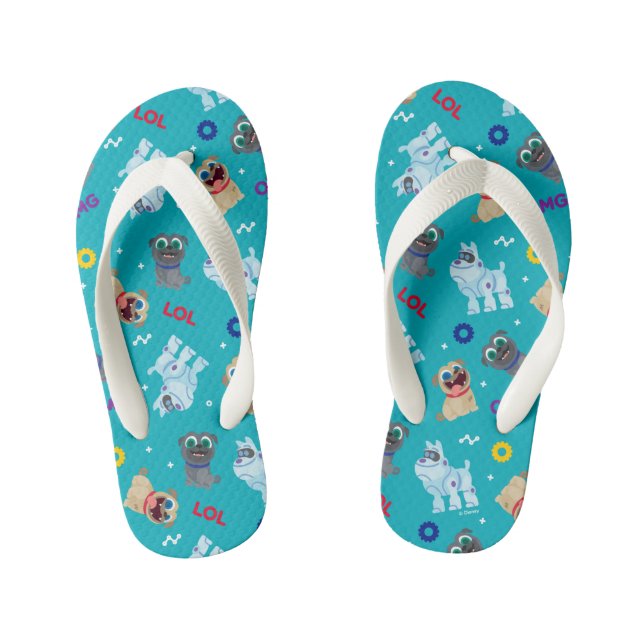 Puppy Dog Pals | OMG LOL Pattern Kid's Flip Flops (Footbed)