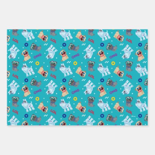 Puppy Dog Pals  OMG LOL Pattern Wrapping Paper Sheets