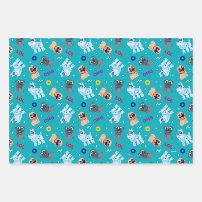 Puppy Dog Pals | OMG LOL Pattern Wrapping Paper Sheets (Front)