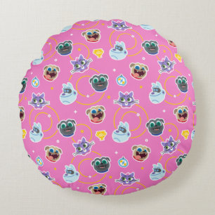 Puppy Dog Pals Pink Pattern Round Pillow