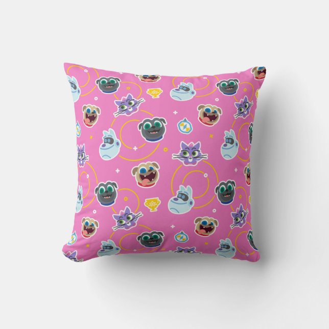 Puppy Dog Pals Pink Pattern Throw Pillow (Front)