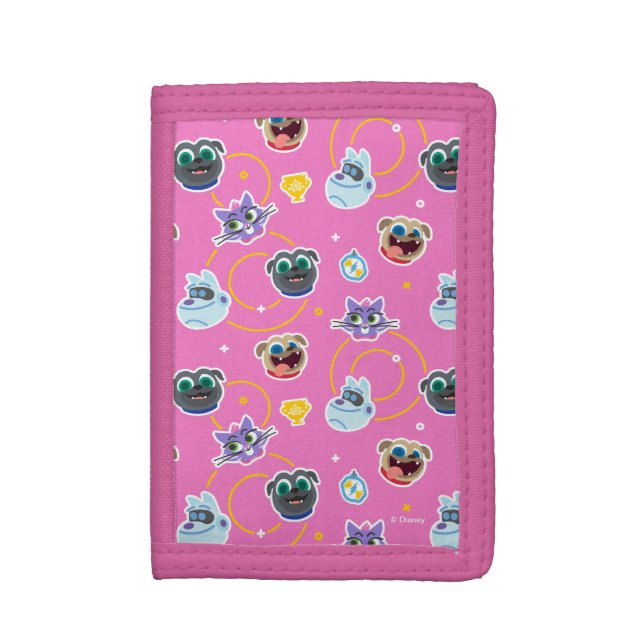 Puppy Dog Pals Pink Pattern Tri-fold Wallet (Front Vertical)