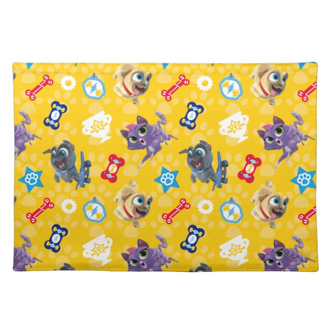Puppy Dog Pals | Pug Power Pattern Cloth Placemat (Front)