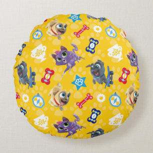 Puppy Dog Pals Pug Power Pattern Round Pillow