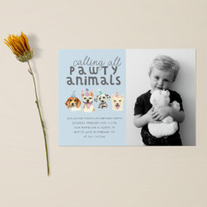 Puppy Dog Party Animals Birthday Photo Invitation