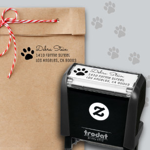 Puppy Dog Paw & Name, Simple & Clear Self-inking Stamp