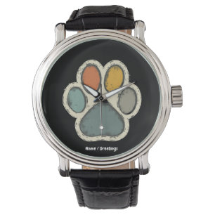 Puppy Dog Paw Print Animal Lover Peace Design Watch