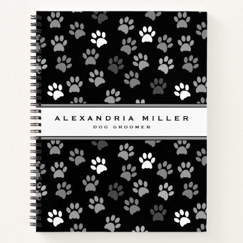 Puppy Dog Paw Print  Black Pink  Gray Notebook