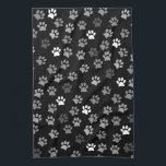 Puppy Dog Paw Print | Black White & Gray Kitchen Towel<br><div class="desc">Animal themed kitchen towel features a stylish and whimsical puppy dog paw print pattern with gray and white paw prints on a black background. Create your own patterned hand towel by replacing the image using the fields provided, or use the "message" button for designer help. A perfect addition to your...</div>