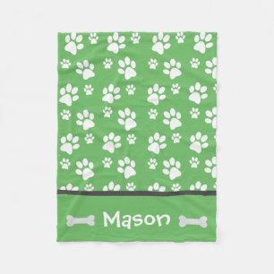 Puppy Dog Paw Print Blanket Personalize With Name